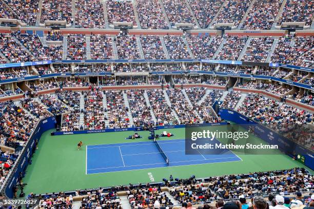 General view is seen as fans watch Emma Raducanu of Great Britain take on Leylah Annie Fernandez of Canada during their Women's Singles final match...