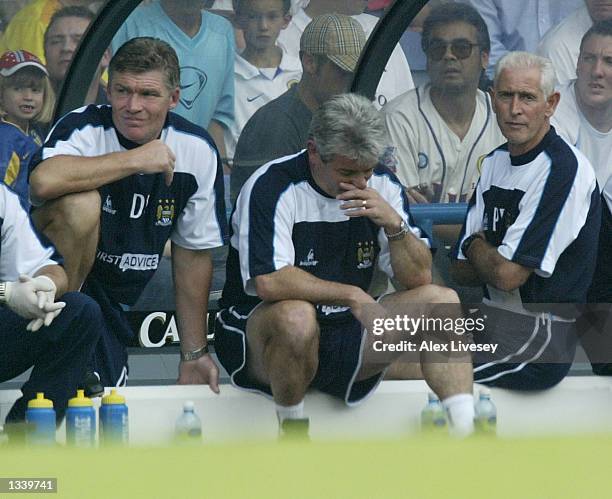 Manchester City Manager Kevin Keegan contemplates a 3-0 defeat during the Barclaycard Premiership match between Leeds United and Manchester City at...