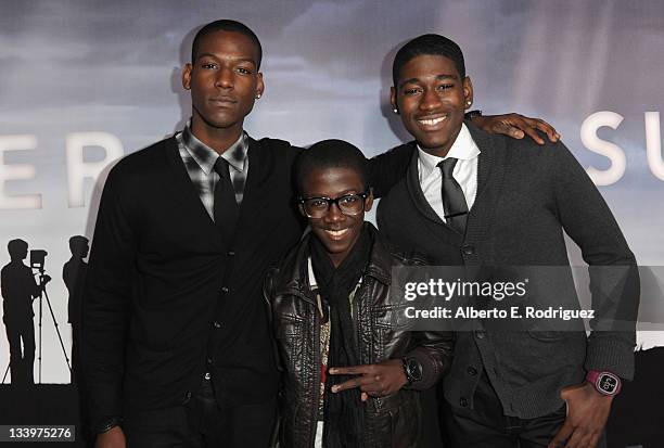 Actors Kofi Siriboe, Kwesi Boakye and Kwame Boakye arrive to Paramount Pictures' "Super 8" Blu-ray and DVD release party at AMPAS Samuel Goldwyn...