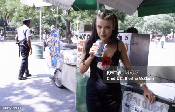 Dannii Minogue poses for a portrait in July 1993 in New York City, New York.