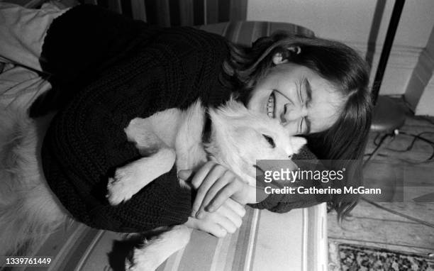 Actress Gaby Hoffmann poses for a portrait at home at the Chelsea Hotel on February 27, 1991 in New York City, New York.