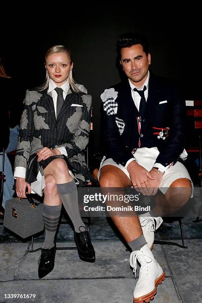 Maisie Williams and Dan Levy attend the Thom Browne front row during NYFW: The Shows at The Griffin Theatre at The Shed on September 11, 2021 in New...