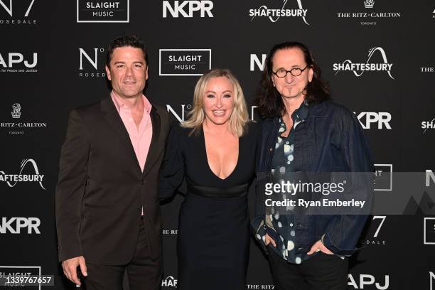 Yannick Bisson, Shantelle Bisson, and Geddy Lee attend the 13th Annual Artists for Peace and Justice Fundraiser during Toronto International Film...