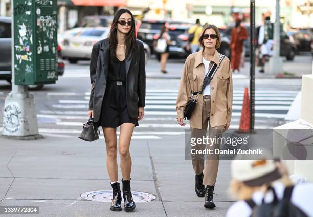 Guests are seen outside the Jonathan Simkhai show during New York Fashion Week S/S 22 on September 11, 2021 in New York City.