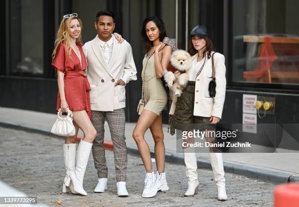 Lynn Anna Lafreniere, Jonathan Calixto, Laura Arumugam and Urszula Makowska are seen outside the Jonathan Simkhai show during New York Fashion Week...
