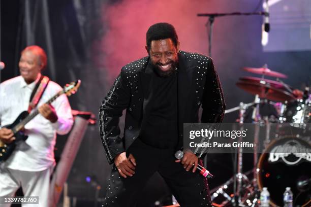 William 'Wak' King of The Commodores performs onstage during the Saturday Nite Old School Music Festival at The Home Depot Backyard on September 11,...