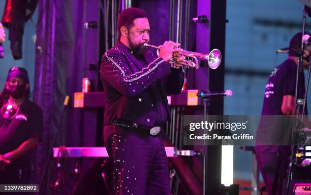 William 'Wak' King of The Commodores performs onstage during the Saturday Nite Old School Music Festival at The Home Depot Backyard on September 11,...