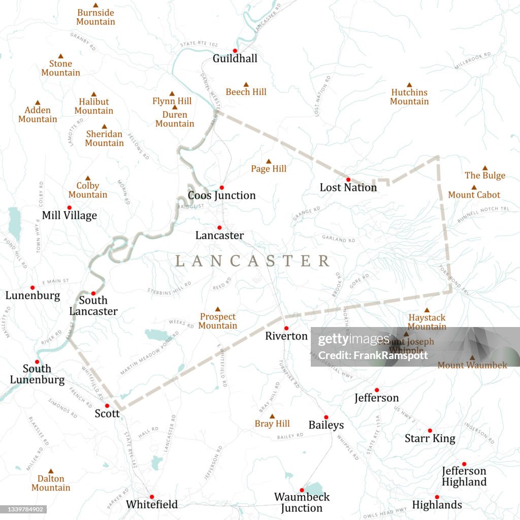 NH Coos Lancaster Vector Road Map