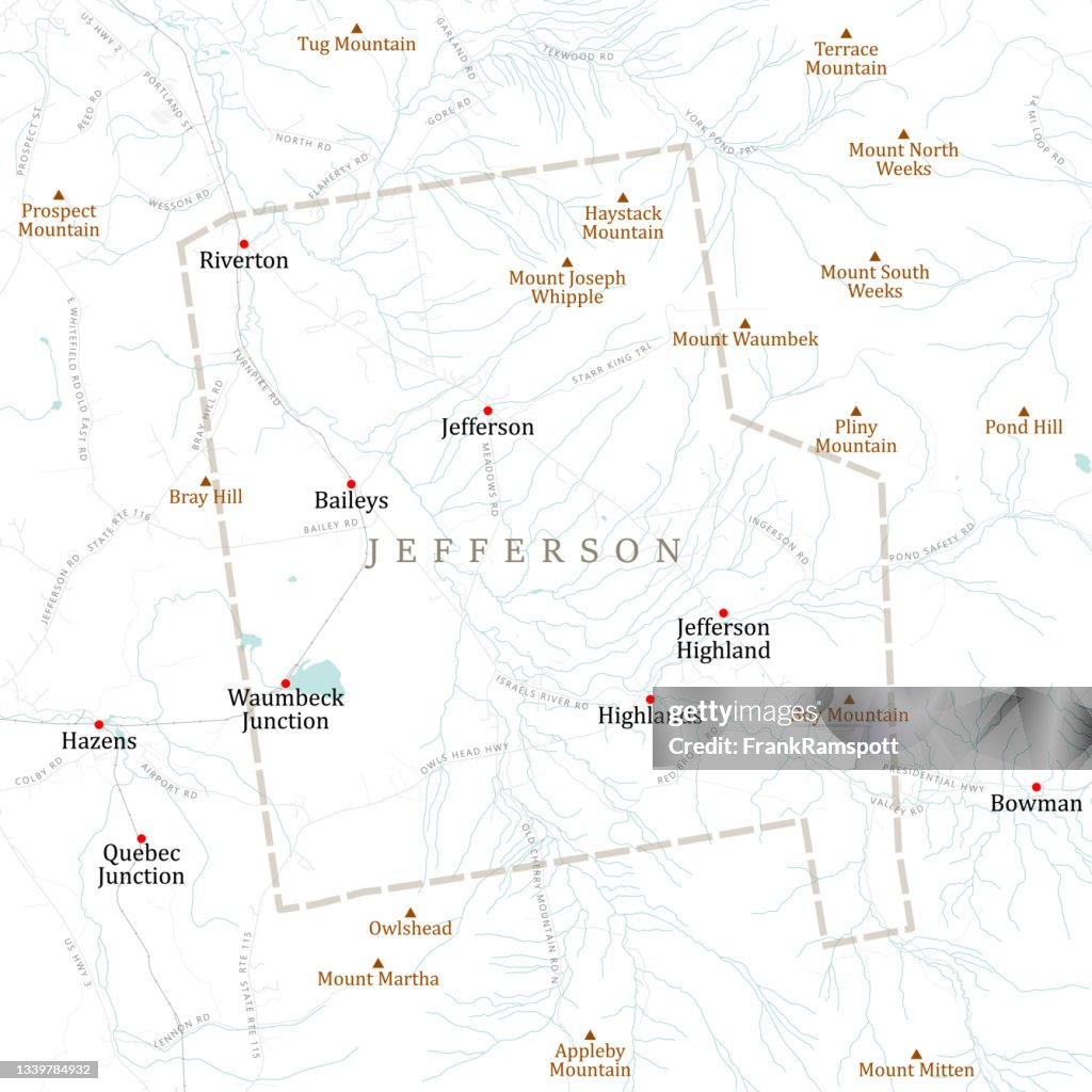 NH Coos Jefferson Vector Road Map