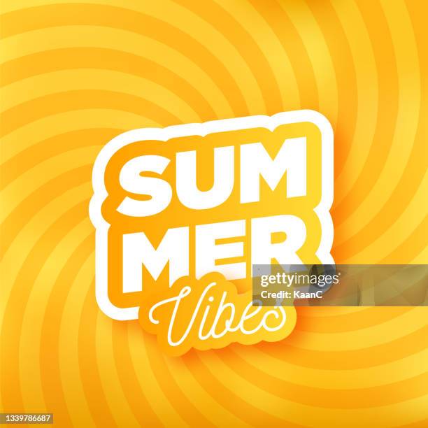 illustrazioni stock, clip art, cartoni animati e icone di tendenza di composizione del lettering di summer vacation. lettering estivo su sfondo astratto.  illustrazione stock - aura