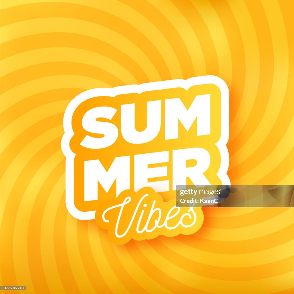 Lettering composition of Summer Vacation. Summer lettering on abstract background.  Stock illustration