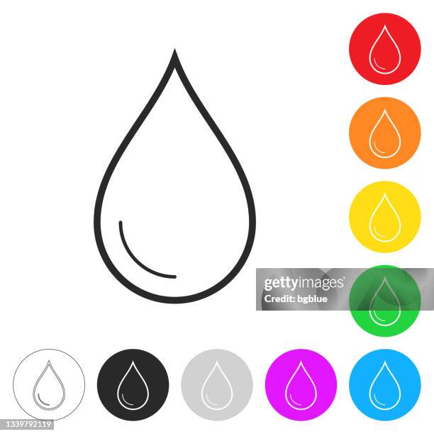 drop. flat icons on buttons in different colors - cooking oil stock illustrations