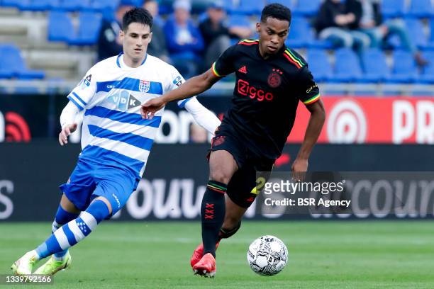 Slobodan Tedic of PEC Zwolle and Jurrien Timber of Ajax during the Dutch Eredivisie match between PEC Zwolle and Ajax at MAC³PARK stadion on...