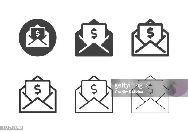 financial letter icons - multi series - billing accuracy stock illustrations