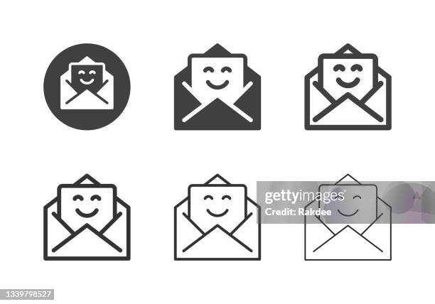 happiness letter icons - multi series - demand response stock illustrations