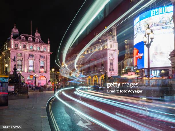 london piccadilly circus bright lights eros regent street nightlife illuminated - piccadilly circus stock pictures, royalty-free photos & images