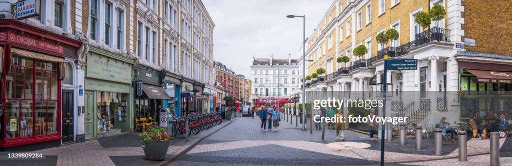 London people shopping relaxing South Kensington shops cafes panorama