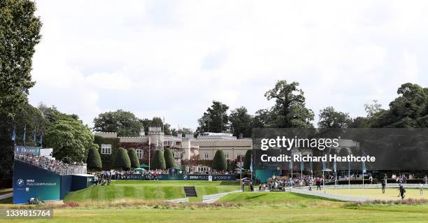 General view of the 1st tee and practice putting area during Day Four of The BMW PGA Championship at Wentworth Golf Club on September 12, 2021 in...