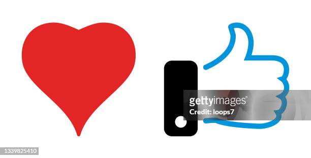 thumb up and heart icons vector illustration on white background - thumb emoji stock illustrations