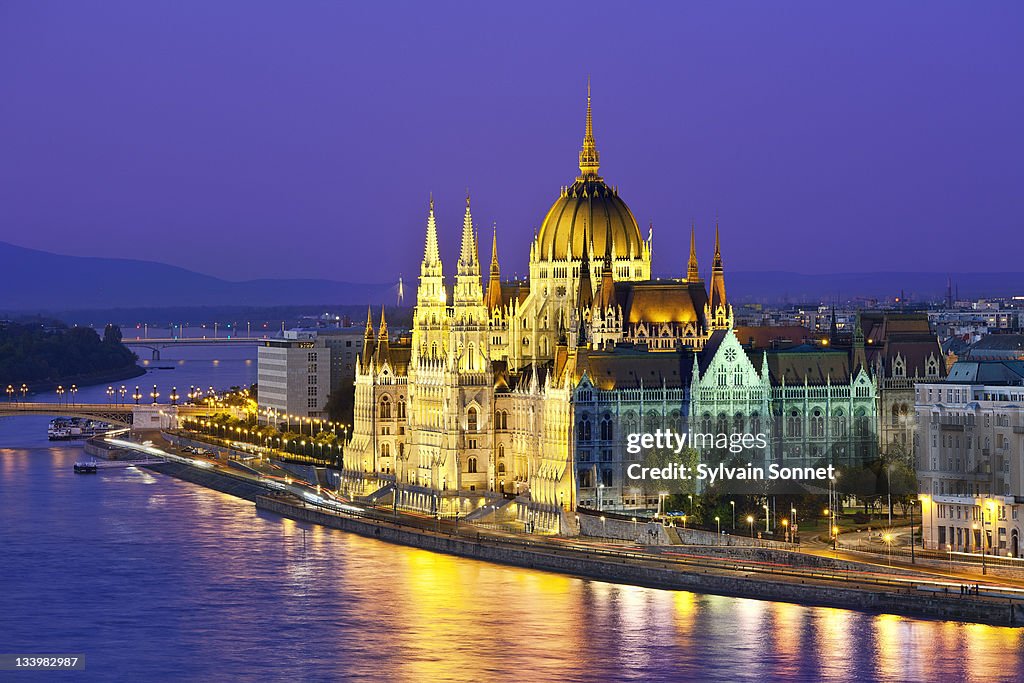 Budapest, Hungarian Parliament Building at Night