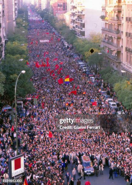 Burial of Dolores Ibárruri , known as 'Pasionaria', Madrid, Spain,1989.