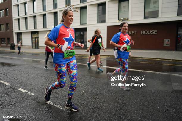 Runners take part in the 40th Great North Run on September 12, 2021 in Newcastle upon Tyne, England. Approximately 57,000 runners are expected to...