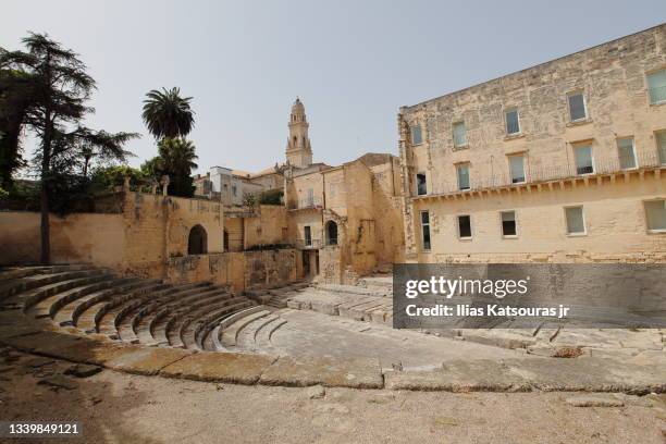 ancient roman theater in lecce, italy - lecce stock pictures, royalty-free photos & images