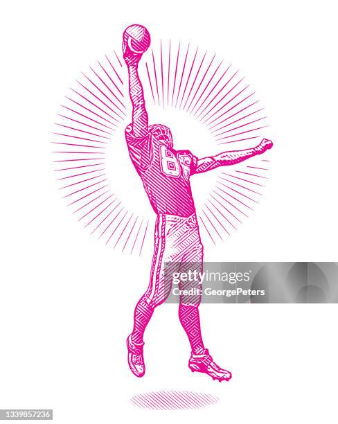 american football player catching football - american football player stock illustrations