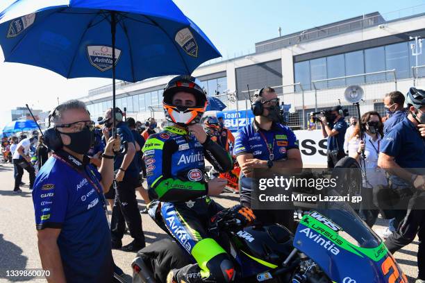 Niccolo Antonelli of Italy and Reale Avintia Moto3 prepares to start on the grid during the Moto3 race during the MotoGP of Aragon - Race at...