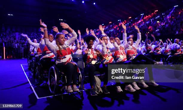 Members of Team Great Britain attend the National Lottery's ParalympicsGB Homecoming at SSE Arena Wembley on September 12, 2021 in London, England.