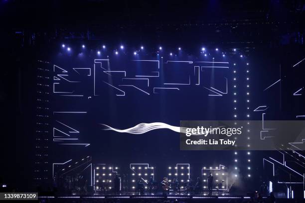 General view as Cellist Sheku Kanneh-Mason performs on stage during the National Lottery's ParalympicsGB Homecoming at SSE Arena Wembley on September...