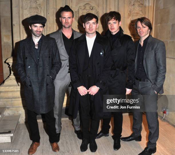 Ciaran Jeramiah, Paul Stewart, Dan Gillespie, Richard Jones and Kevin Jerimiah of The Feeling arrives at The Prince's Trust Rock Gala 2011 at Royal...