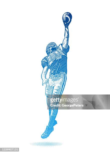 american football player catching football - catching stock illustrations