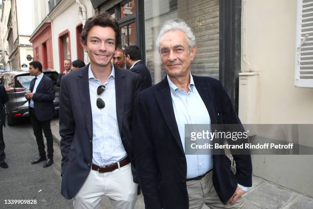 Journalist Georges-Marc Benamou and his son attend Marek Halter Celebrates Rosh Hashanah on September 12, 2021 in Paris, France.