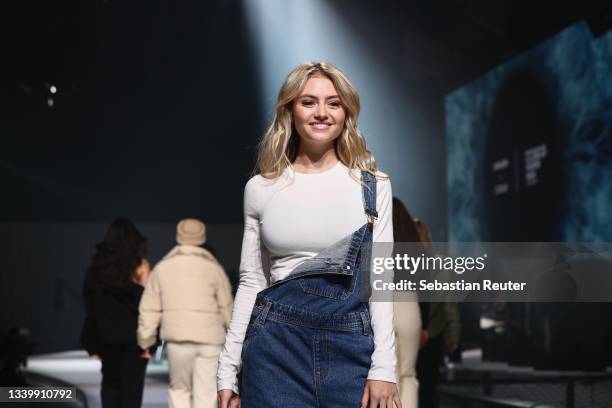 Leni Klum walks the runway at the Leni Klum X ABOUT YOU show during the ABOUT YOU Fashion Week Autumn/Winter 21 at Kraftwerk on September 12, 2021 in...
