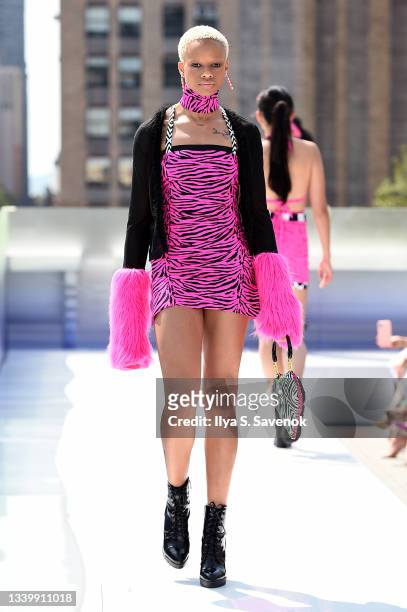 Model walks the runway wearing Emma Altman during the Flying Solo NYFW Show September 2021 on September 12, 2021 in New York City.