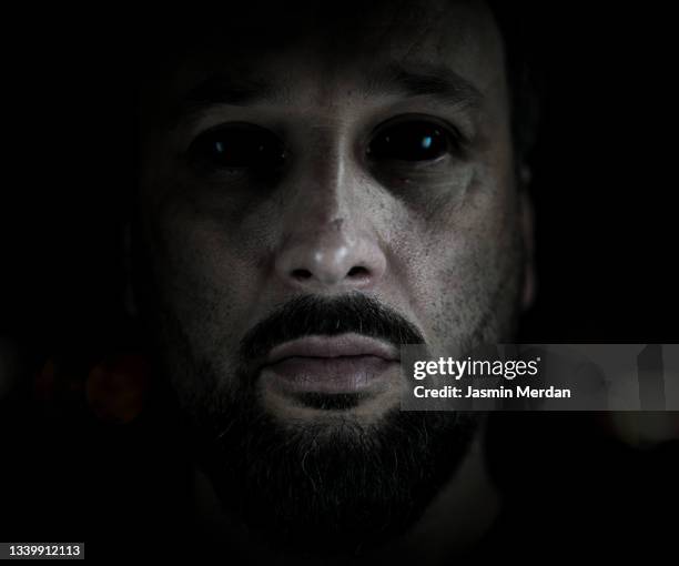 horror man face close up - blind man stock pictures, royalty-free photos & images