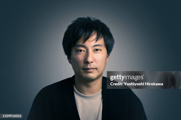 portrait of japanese man - male portrait studio ストックフォトと画像