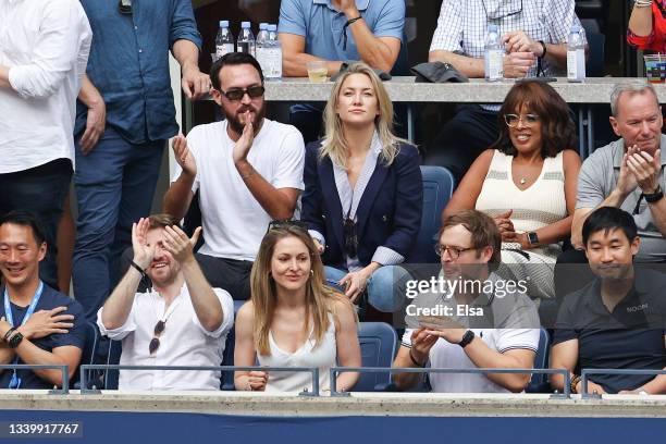Actress Kate Hudson and tv personality Gayle King watch the Men's Singles final match between Daniil Medvedev of Russia and Novak Djokovic of Serbia...
