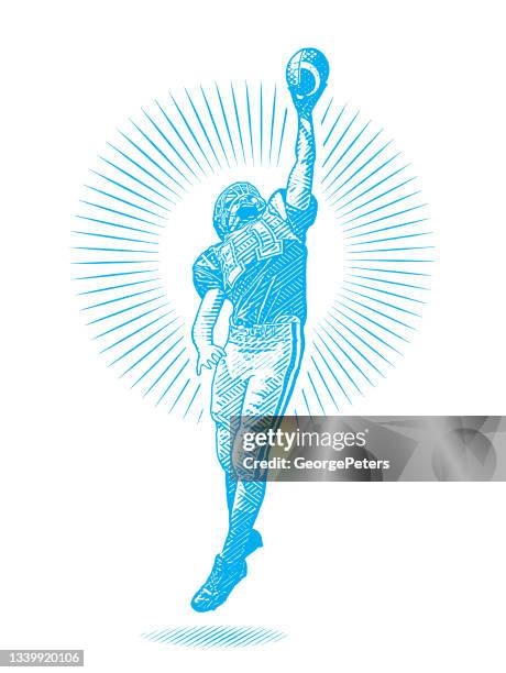 american football player catching football - try scoring stock illustrations