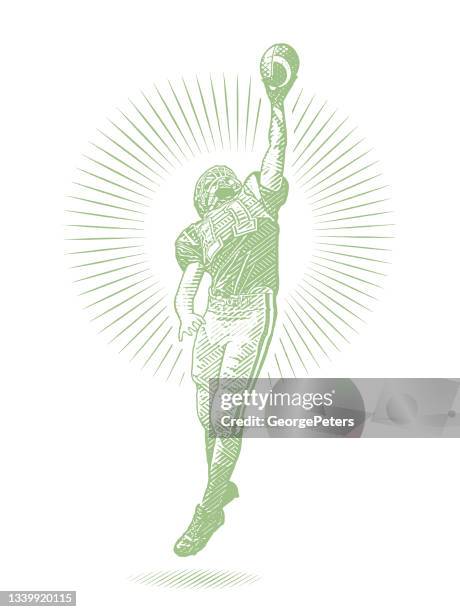 american football player catching football - touchdown catch stock illustrations