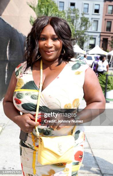 Bevy Smith attends Thrillist Harlem Block Party hosted by Tren'ness Woods-Black at Harlem State Office Building on September 12, 2021 in New York...