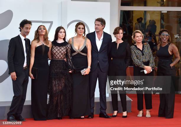 Edouard Weil, Audrey Diwan, Anamaria Vartolomei, Lucy De Crescenzo, Thibault Gast, a guest, Alice Girard and a guest at the closing ceremony red...
