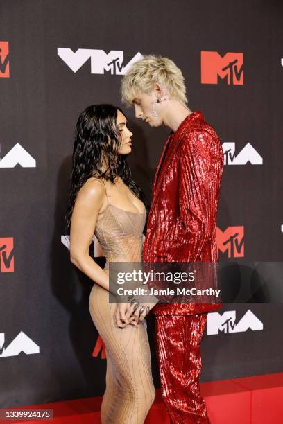 Megan Fox and Machine Gun Kelly attend the 2021 MTV Video Music Awards at Barclays Center on September 12, 2021 in the Brooklyn borough of New York...