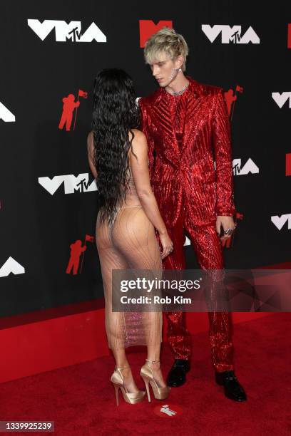 Megan Fox and Machine Gun Kelly attend the 2021 MTV Video Music Awards at Barclays Center on September 12, 2021 in the Brooklyn borough of New York...