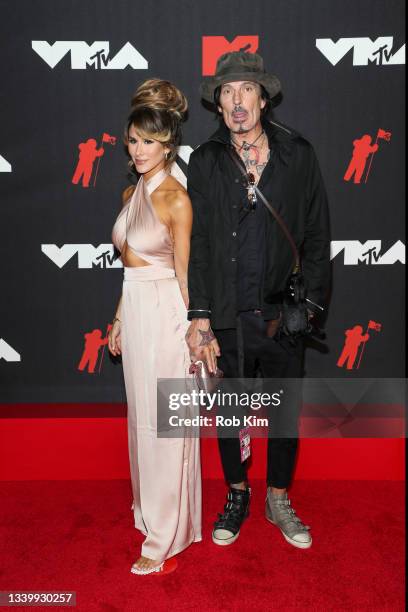 Brittany Furlan and Tommy Lee attend the 2021 MTV Video Music Awards at Barclays Center on September 12, 2021 in the Brooklyn borough of New York...