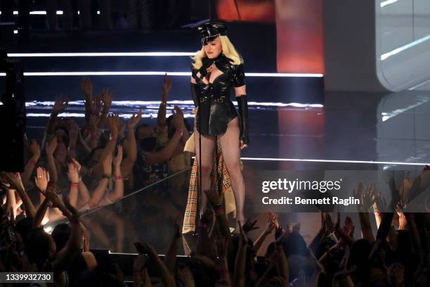 Madonna performs onstage during the 2021 MTV Video Music Awards at Barclays Center on September 12, 2021 in the Brooklyn borough of New York City.