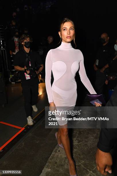 Hailey Bieber attends the 2021 MTV Video Music Awards at Barclays Center on September 12, 2021 in the Brooklyn borough of New York City.