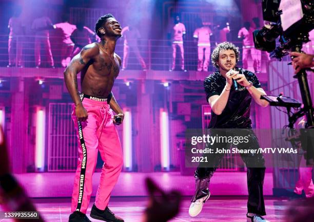 Lil Nas X and Jack Harlow perform onstage during the 2021 MTV Video Music Awards at Barclays Center on September 12, 2021 in the Brooklyn borough of...