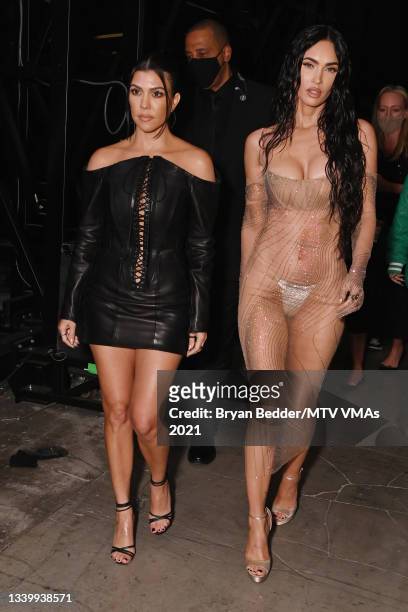 Kourtney Kardashian and Megan Fox attend the 2021 MTV Video Music Awards at Barclays Center on September 12, 2021 in the Brooklyn borough of New York...